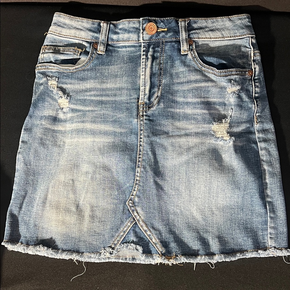 Indigo Rein Blue Distressed Mini Skirt Small